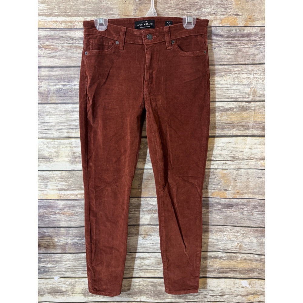 Lucky Brand Ava Skinny Corduroy Pants Brown Rust Orange 4 27 Stretch - Picture 2 of 7